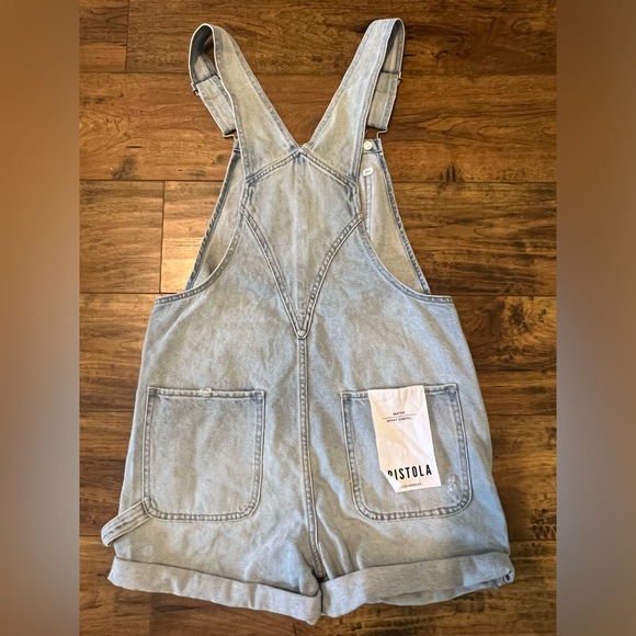 Pistola Denim Beatrix Short Overalls in Surfrider Size Small NWT - Picture 5 of 8